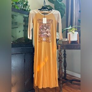 Spell Wild Child Raglan Dress in Mustard NWT
